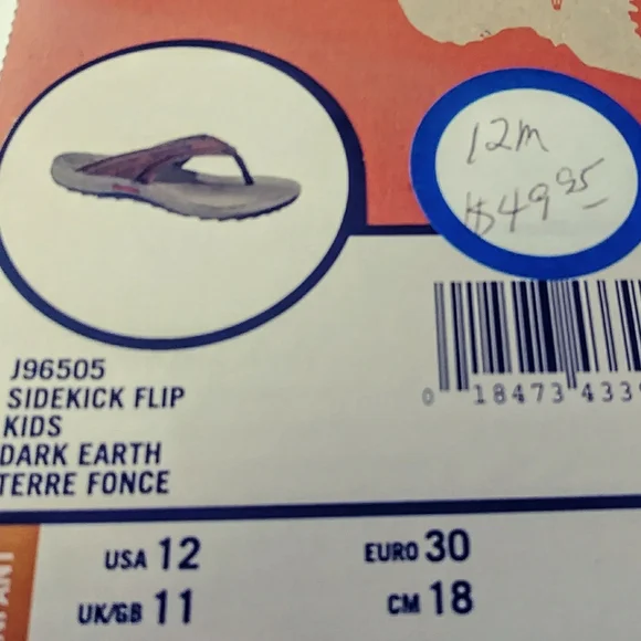 New Kids Merrell Side Kick Flip Size 12 - Picture 5 of 5